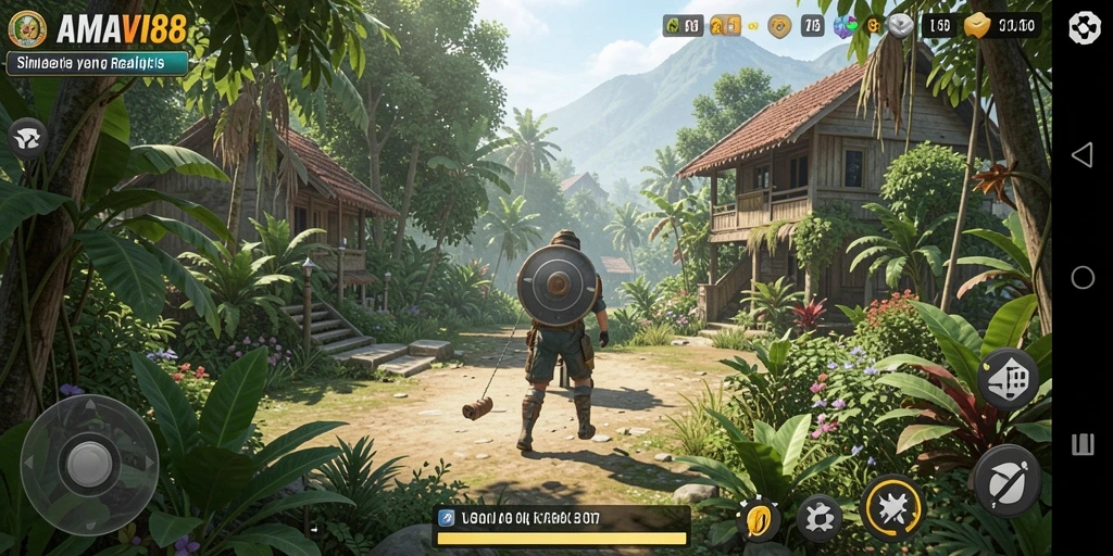 Tampilan gameplay yang menunjukkan interaksi karakter dalam AMAVI88.