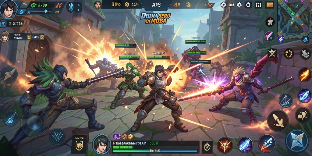 Tampilan pertempuran seru di AMS789 dengan strategis di arena MOBA.
