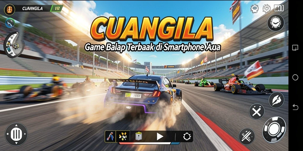 Tampilan gameplay balap seru di CUANGILA dengan mobil cepat dan trek menantang.