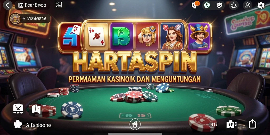 Tampilan utama permainan HARTASPIN menunjukkan berbagai pilihan permainan Kasino.
