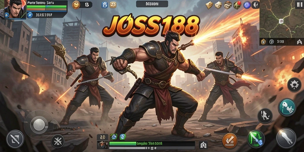 Screenshot gameplay JOSS188 menampilkan pertarungan menarik dan karakter dinamis.