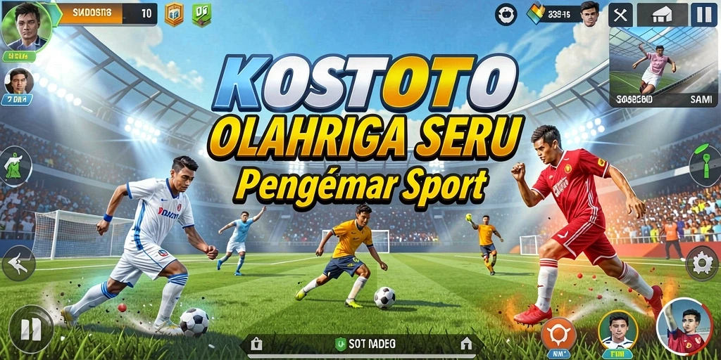 Tangkapan layar KOSTOTO menunjukkan antarmuka permainan olahraga yang dinamis.
