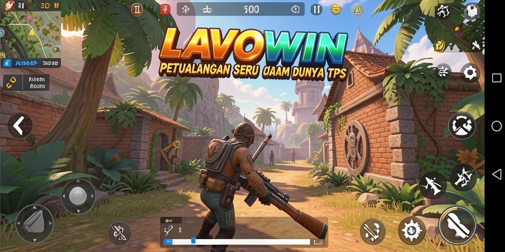 Screenshot LAVOWIN menampilkan aksi pertempuran mendebarkan dalam gameplay TPS.