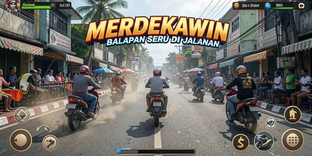 Gameplay Racing yang mendebarkan dengan berbagai trek menantang.