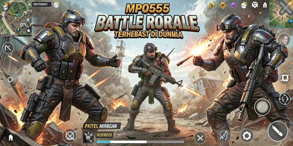 Tampilan seru gameplay MPO555 dalam pertempuran Battle Royale.