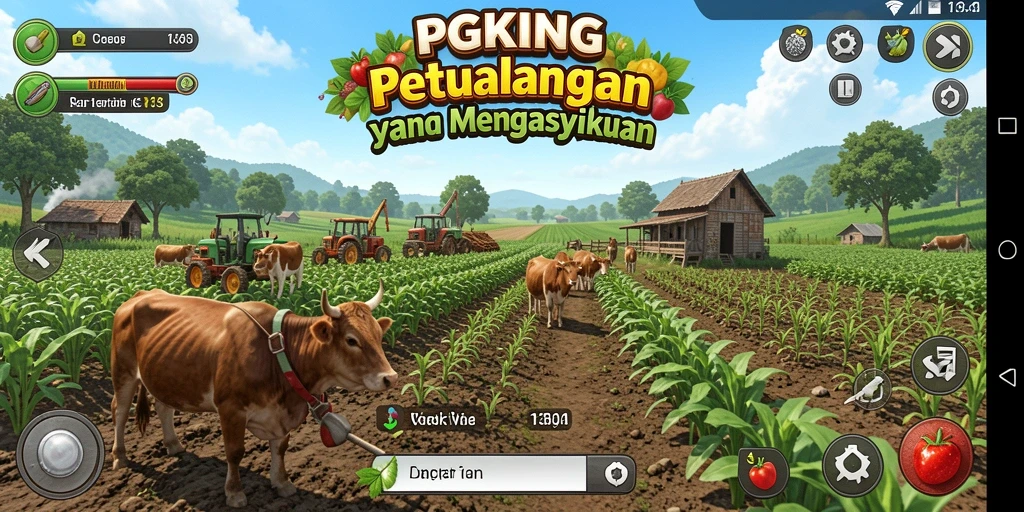 Screenshot utama PGKING menampilkan pengalaman bertani yang menyenangkan.