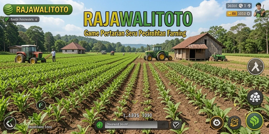 Tangkapan layar gameplay <strong>RAJAWALITOTO</strong> menampilkan lahan pertanian yang rimbun dan berwarna-warni.