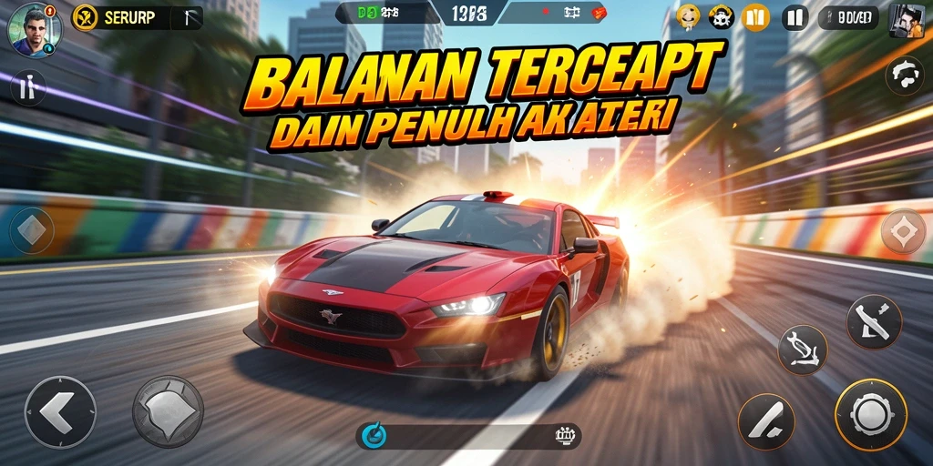 Screenshot SERURP yang menunjukkan aksi balapan yang mendebarkan.