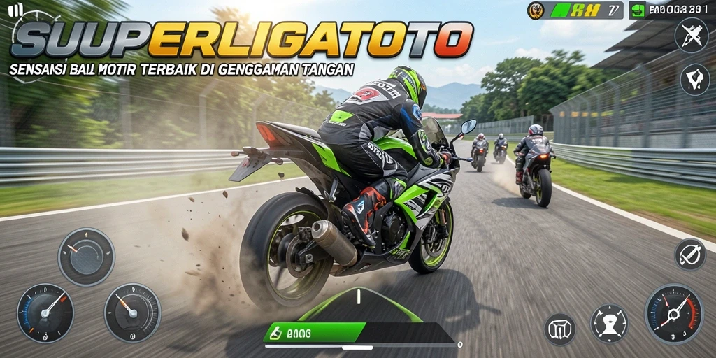 Gameplay seru di <strong>SUPERLIGATOTO</strong> dengan balapan motor yang mendebarkan.